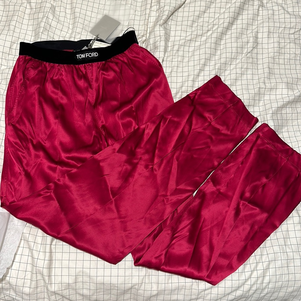 Tom Ford Stretch Silk Satin PJ Pants in Hot Pink, Size S - Picture 4 of 7